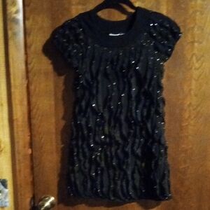 Cato Black Ruffle Knit Dress with Sparkle